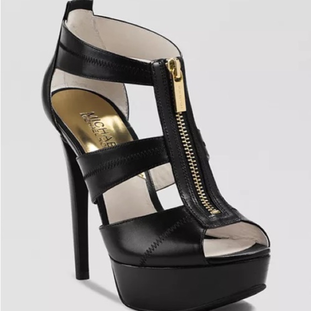 Michael Kors - Black Peep Toe Platform Sandals - Berkley High-Heel - 7.5